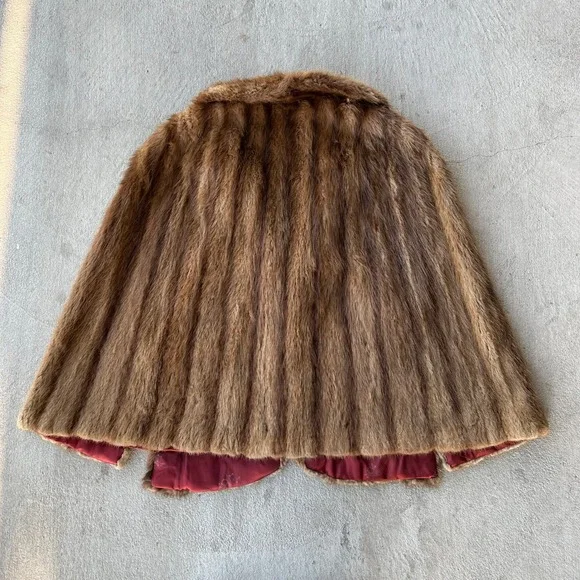 1940s‎ Mortons Washington DC Vintage Mink Fur Capelet Jacket Collar Brown - Picture 3 of 6